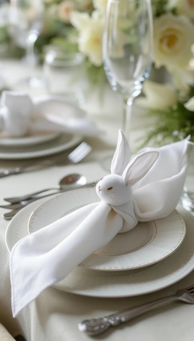 11. Bunny Napkin Fold Table Setting