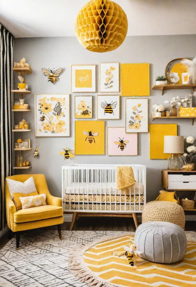 23. Sweet Bee-Themed Nursery Style