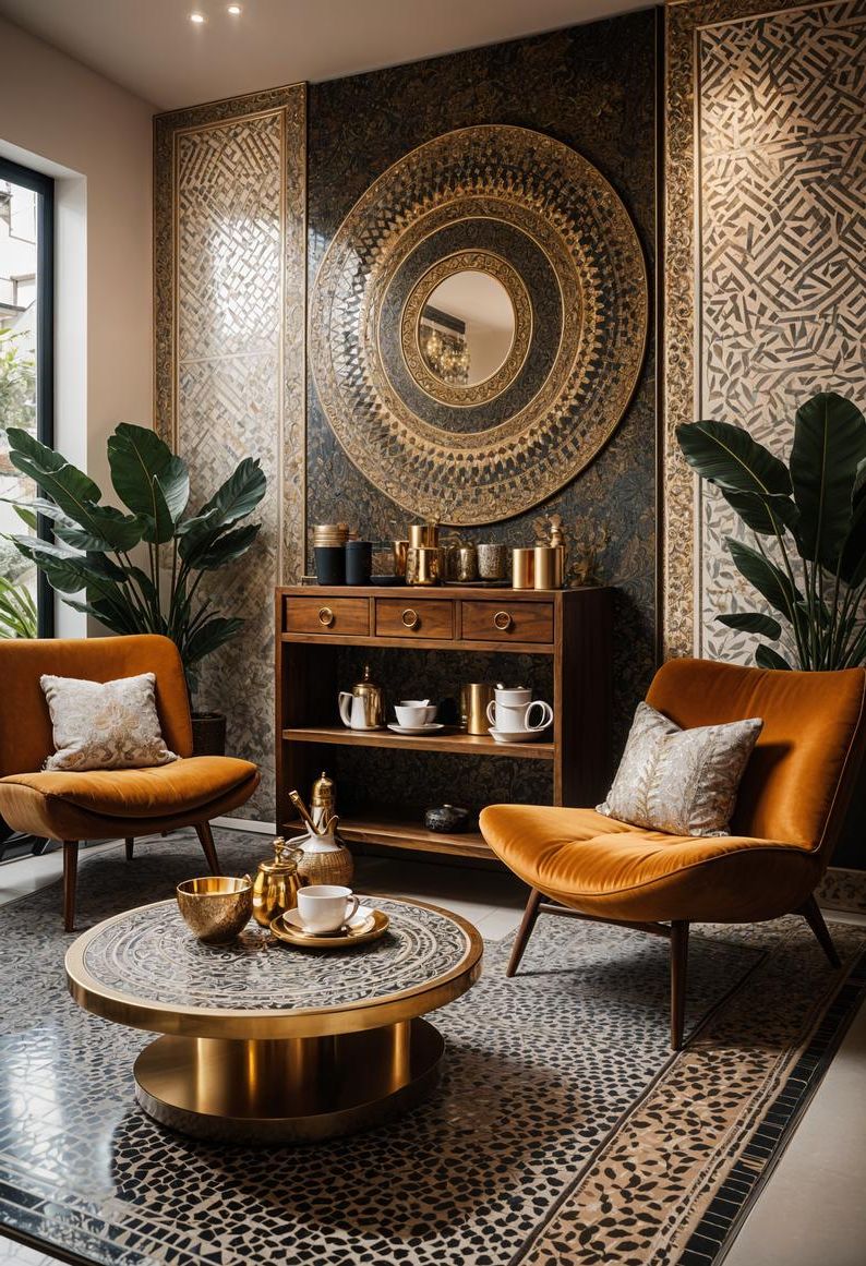 28. Mosaic-Tiled Boho Coffee Nook