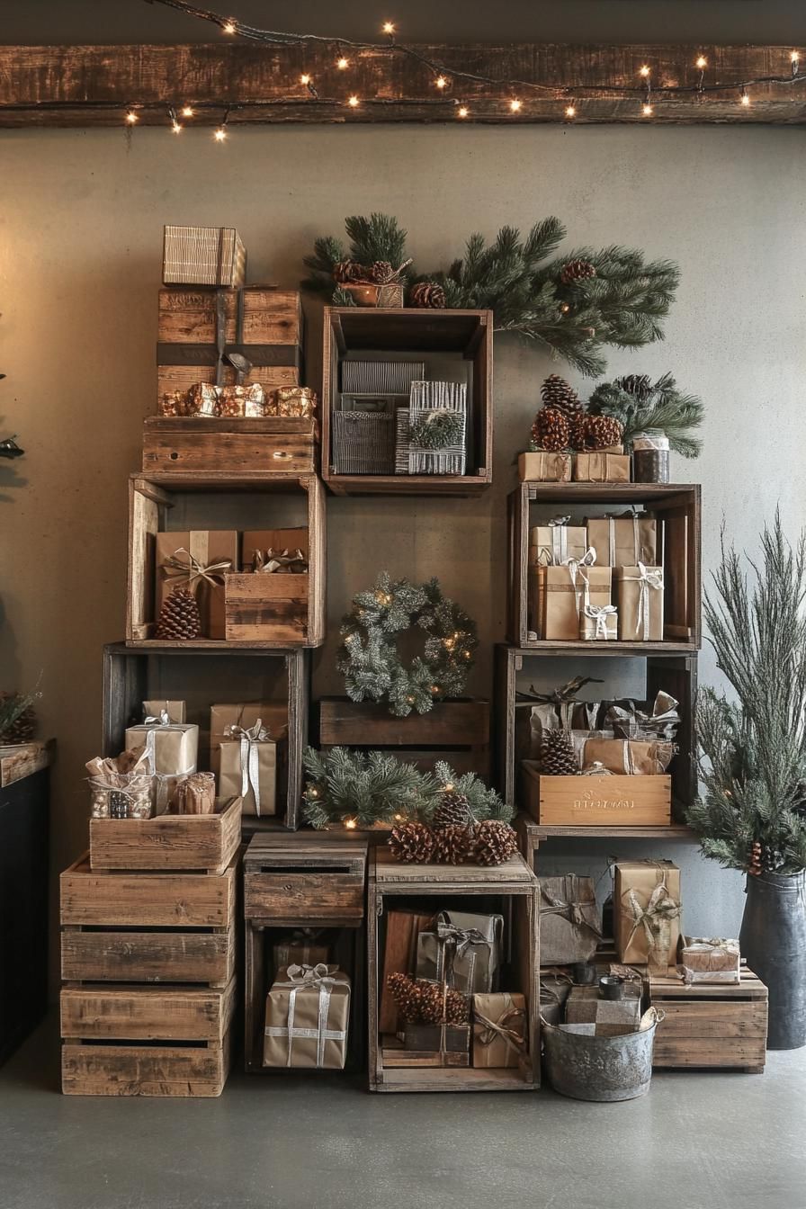 13. Wooden Crate Christmas Displays