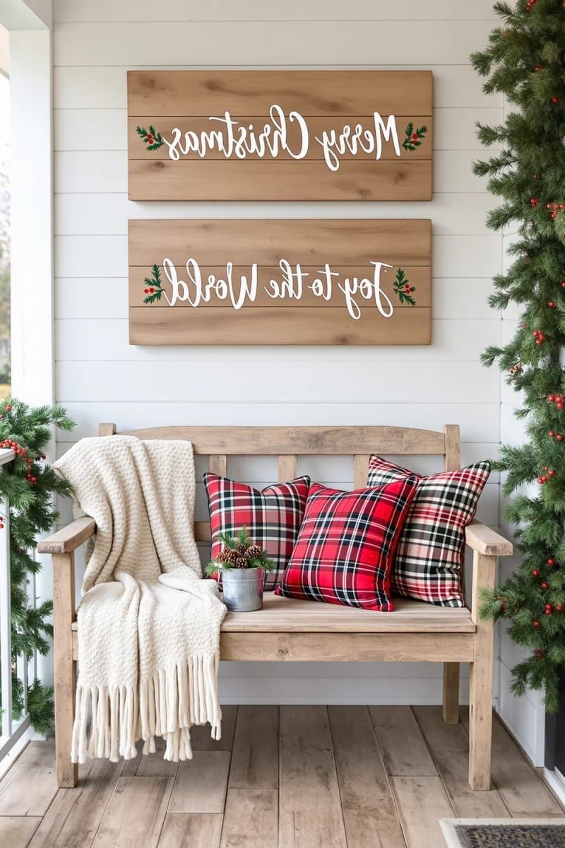 10. Pallet sign with hand-lettered holiday quotes