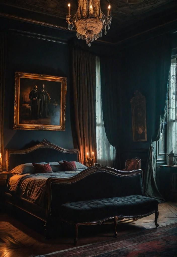 32. Gothic-Inspired Bedroom Mood