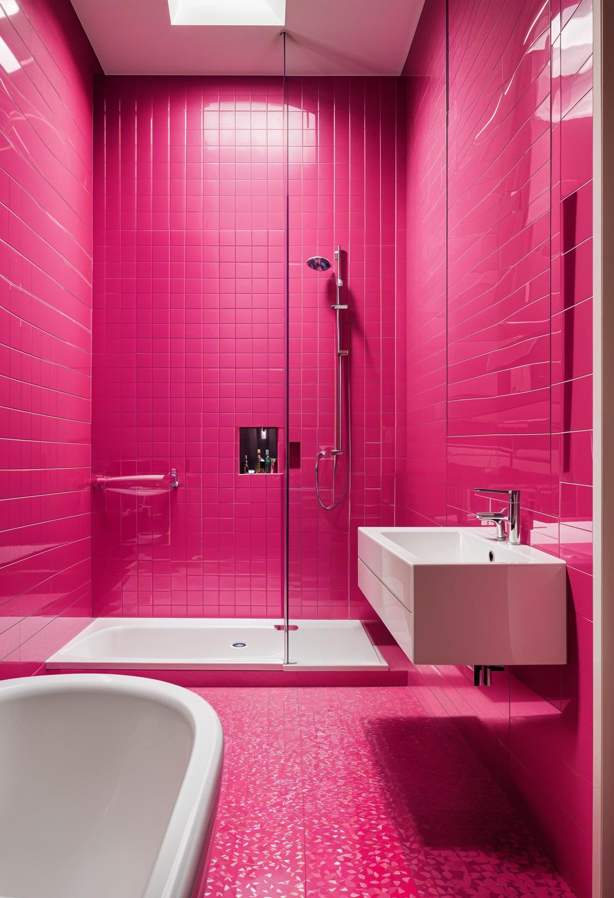 11. Bold Fuchsia Accents in the Bathroom