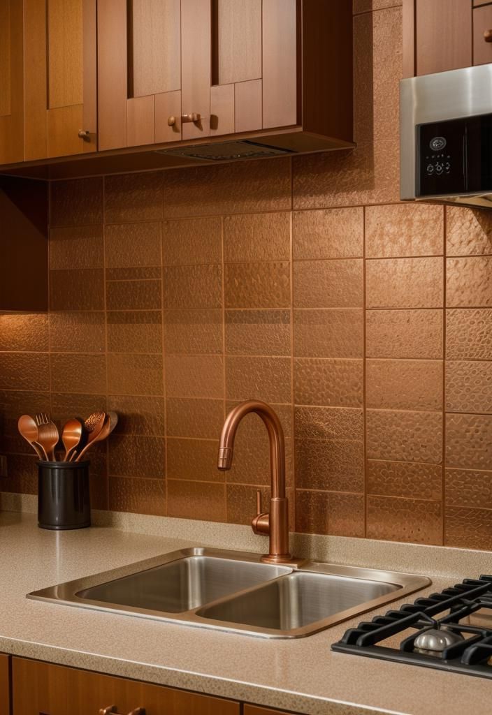 11. Copper Penny Tile Backsplash
