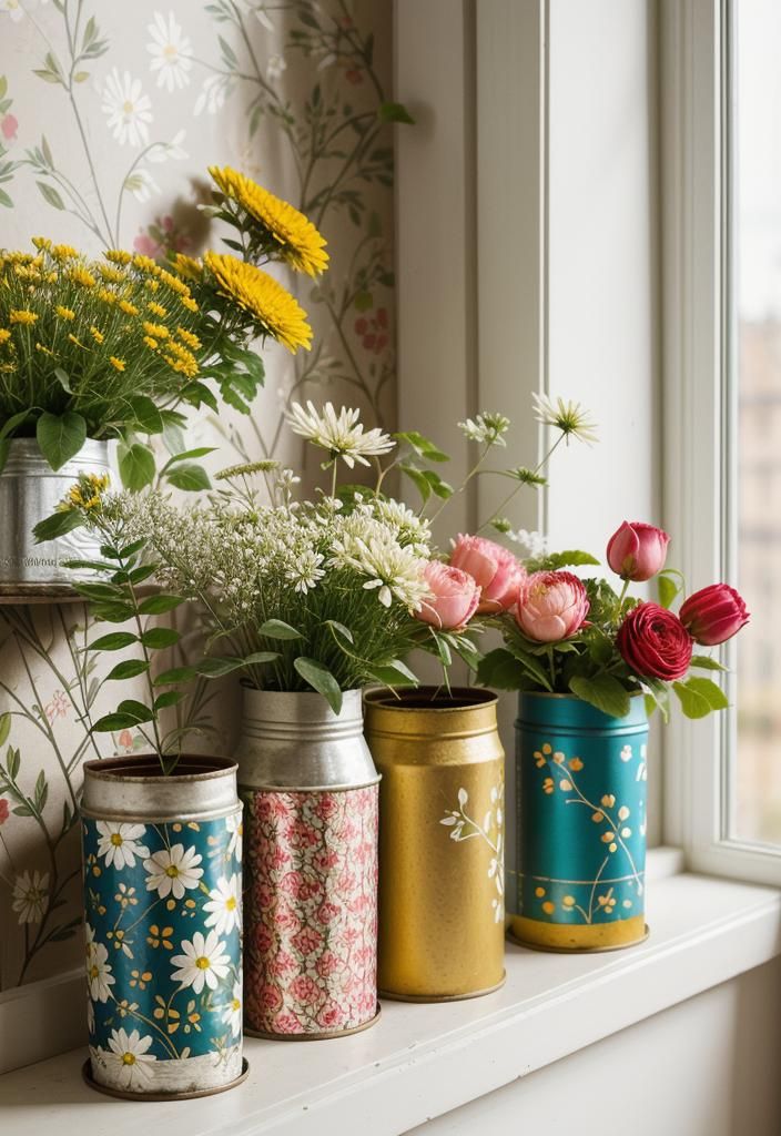 7. Tin Can Easter Vases