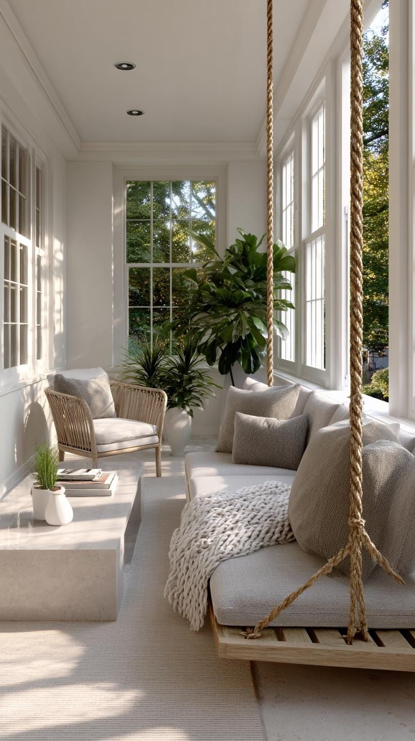 16. A Small Sunroom With Swing and Sleek Decor - photo 2