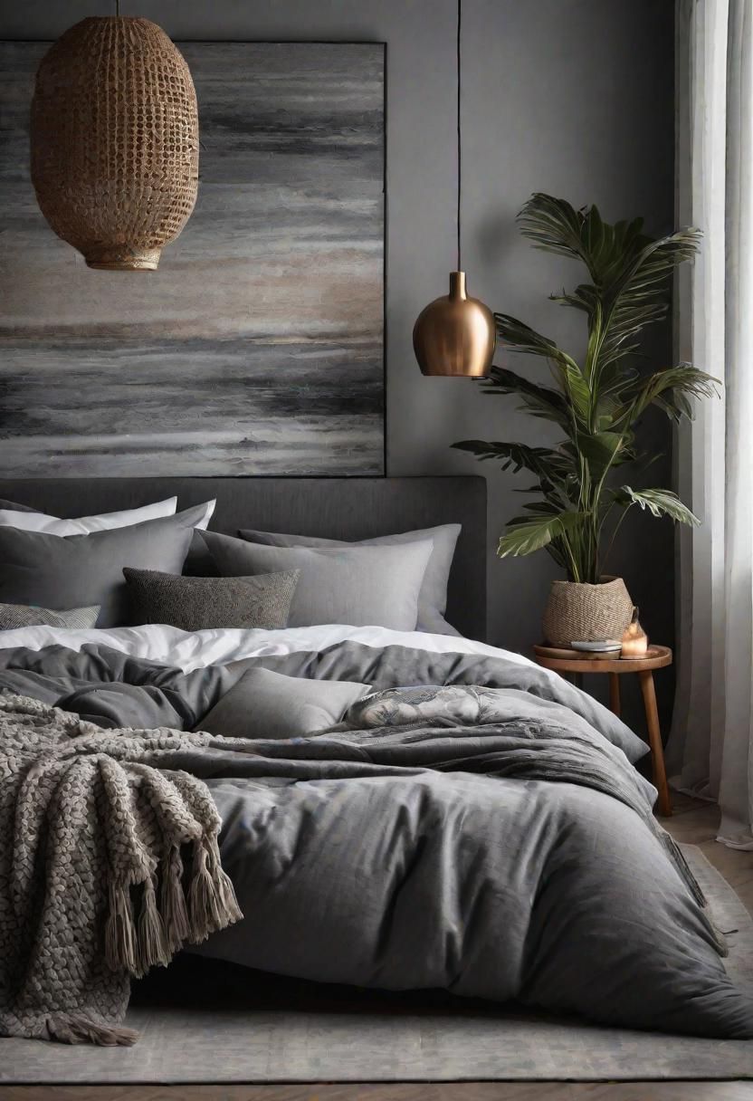 22. Boho-Chic Grey Bedroom Looks