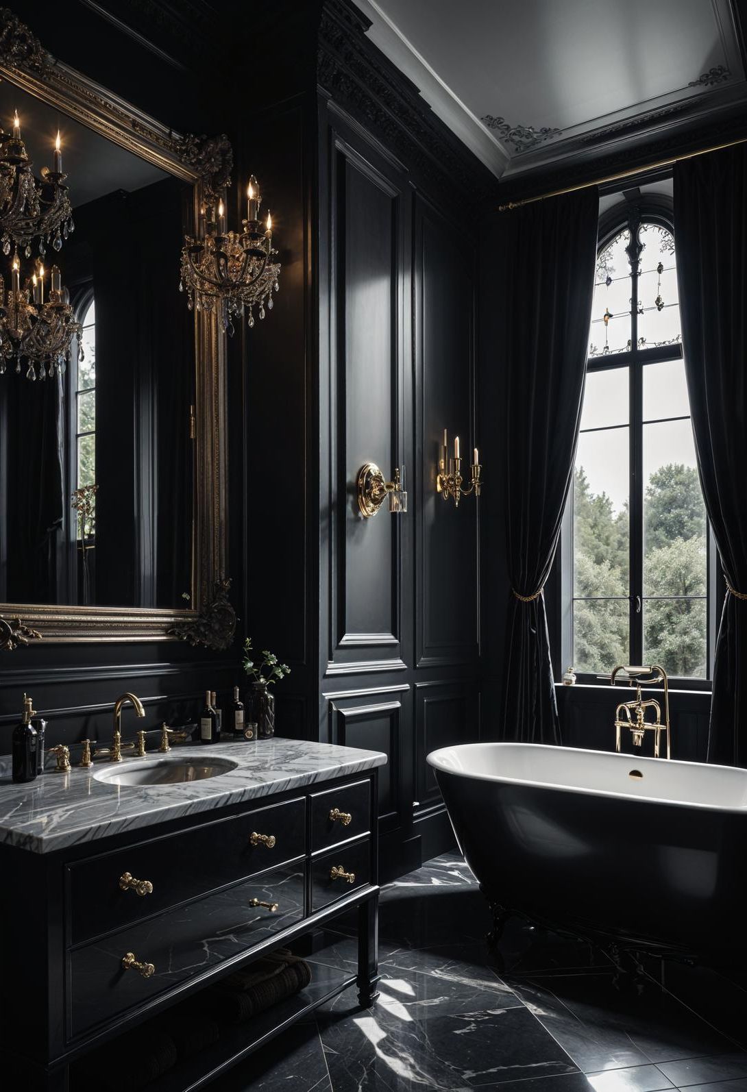 18. Gothic Glamour Bathroom Style