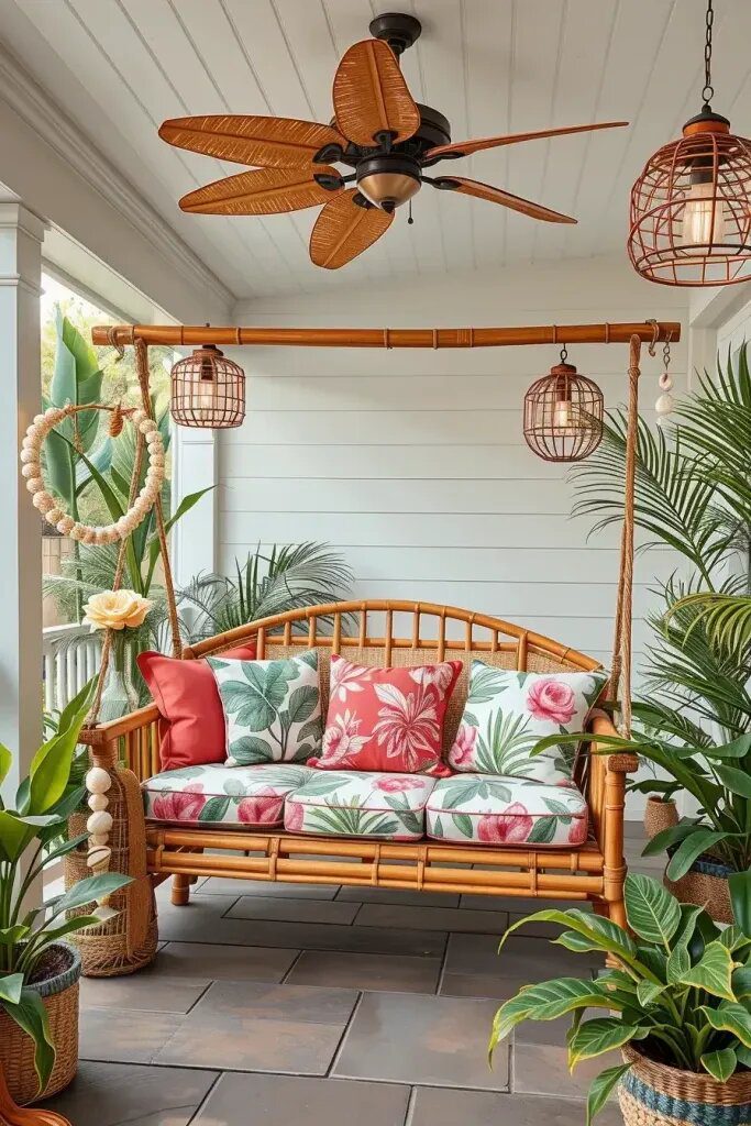 Tropical Swings With Bamboo Frames and Island Colors