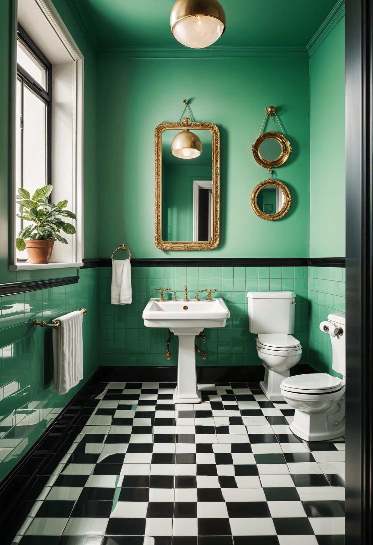 8. Retro Green Bathroom Makeover
