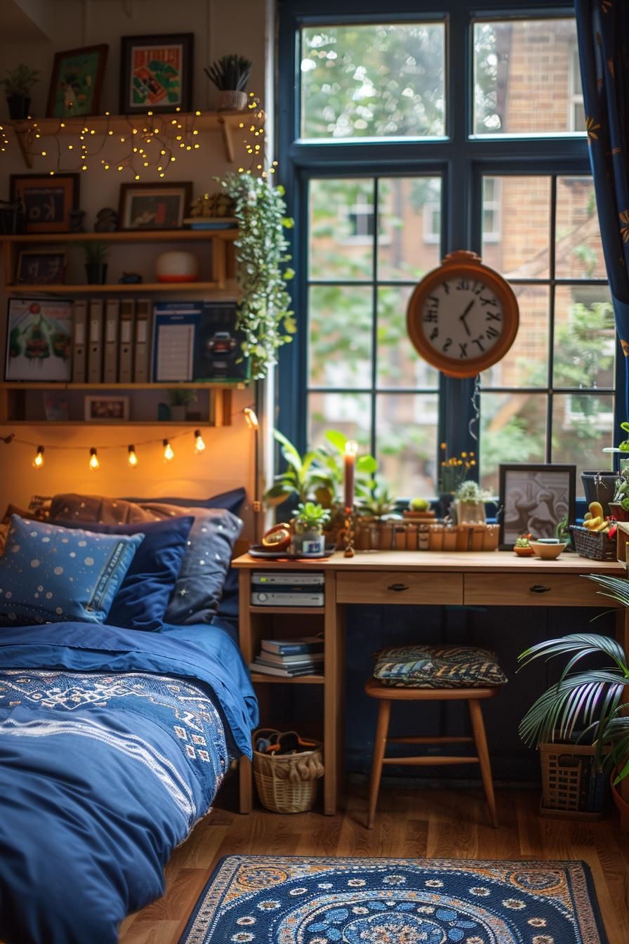 9. Navy and White Dorm Decor