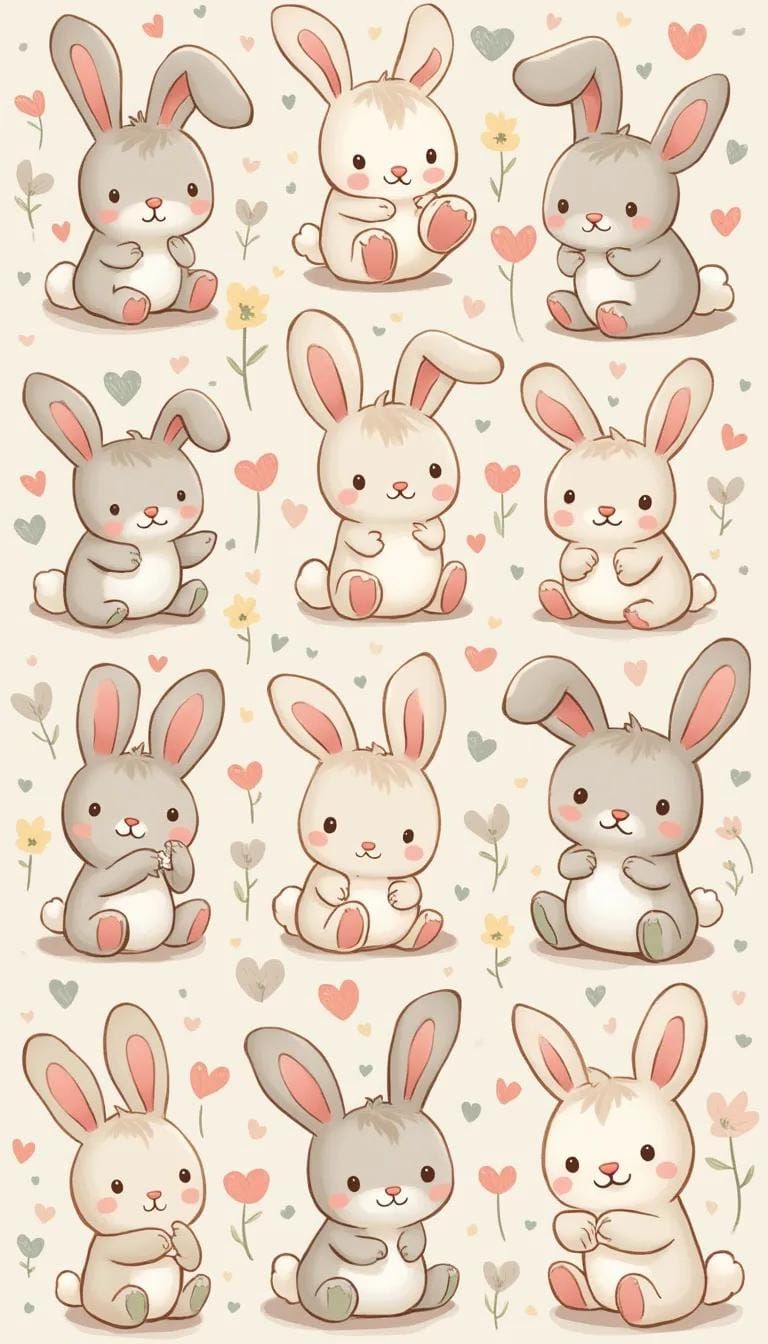 6. Cartoon Bunny Collection In Pastel Tones - photo 2