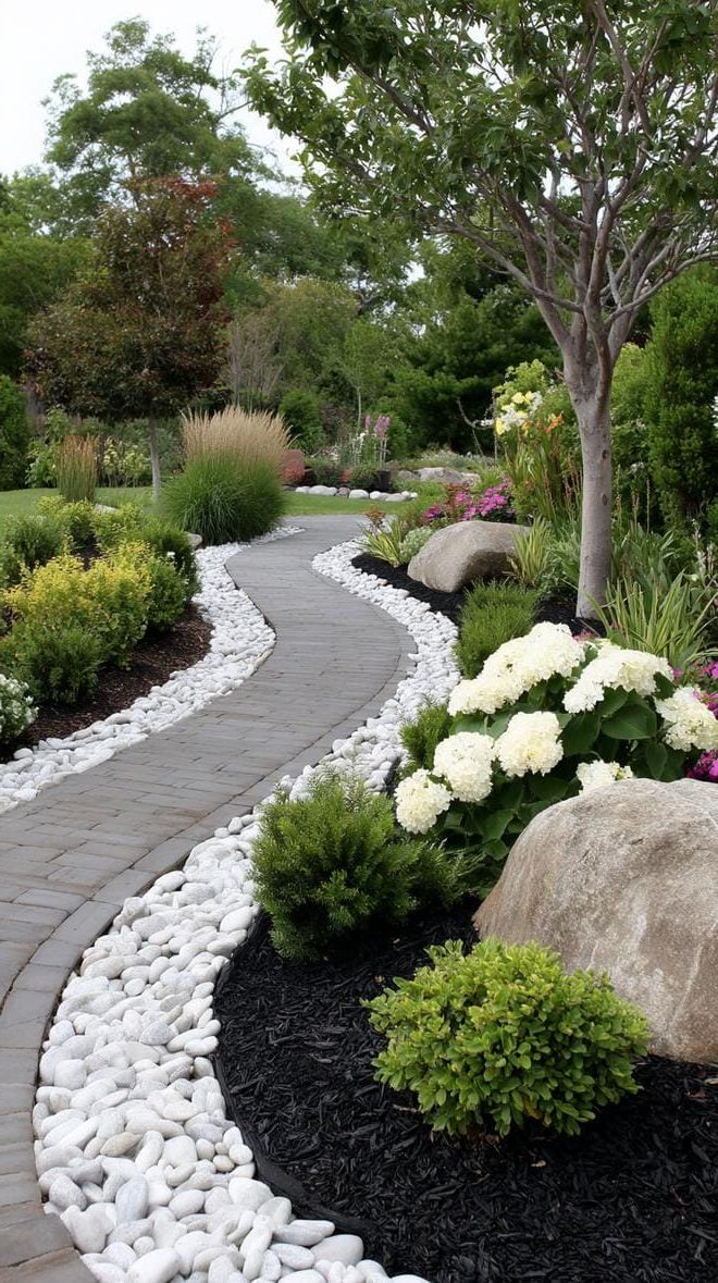 19. Black Mulch Path with a White Stone Border - photo 3