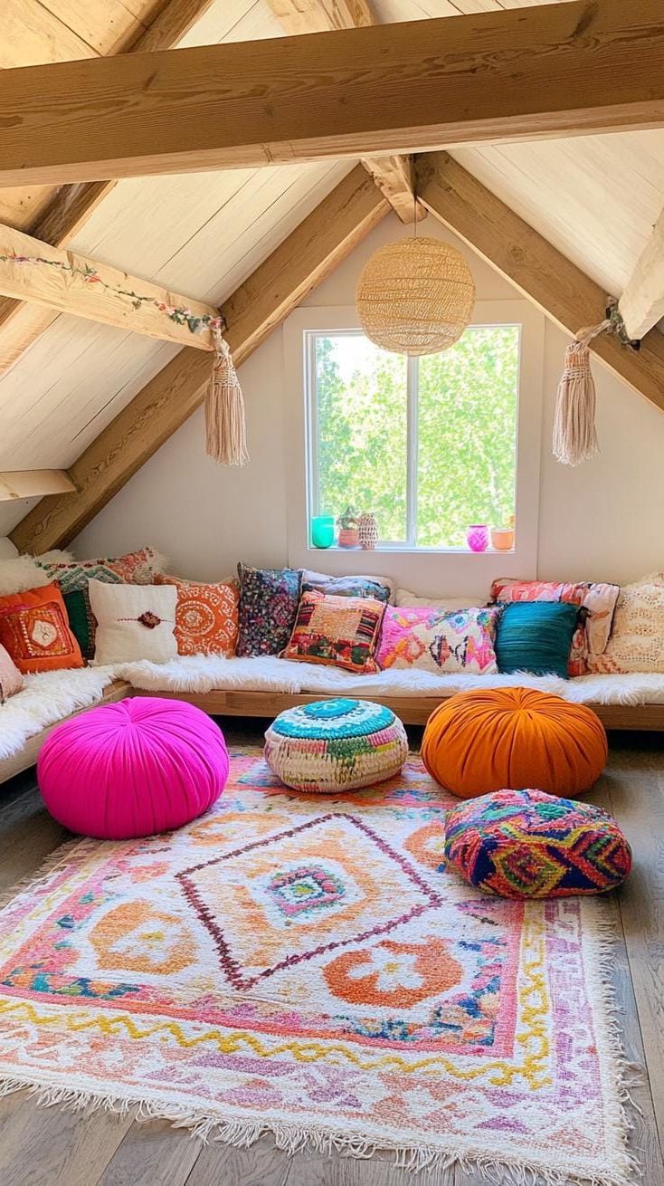 11. Cozy Boho Floor Cushion Seating