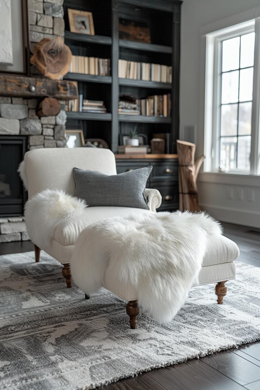 15. Charcoal Faux Fur Footstools to Try - photo 2