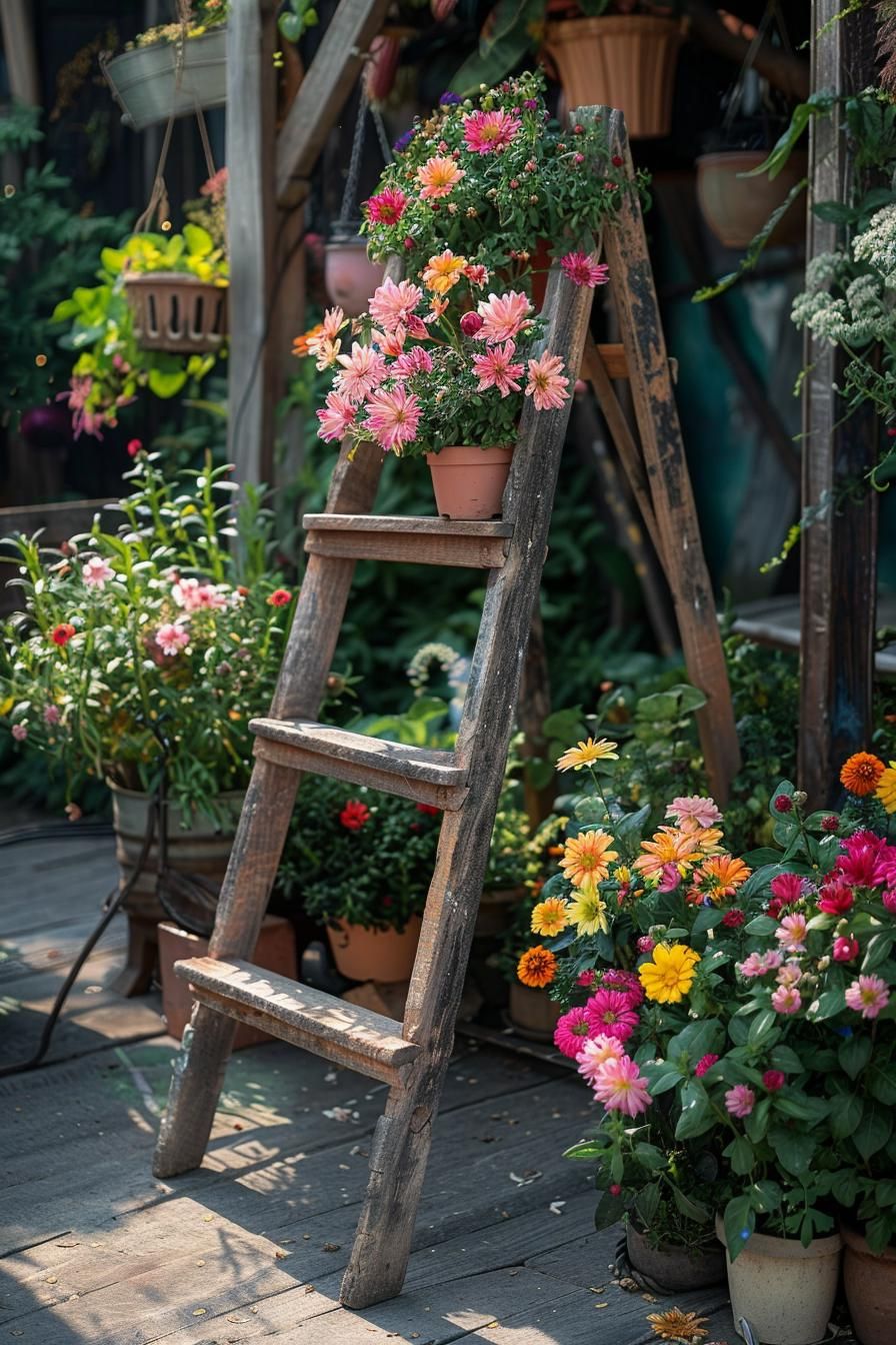 4. Rustic Wooden Easel Planter Ideas