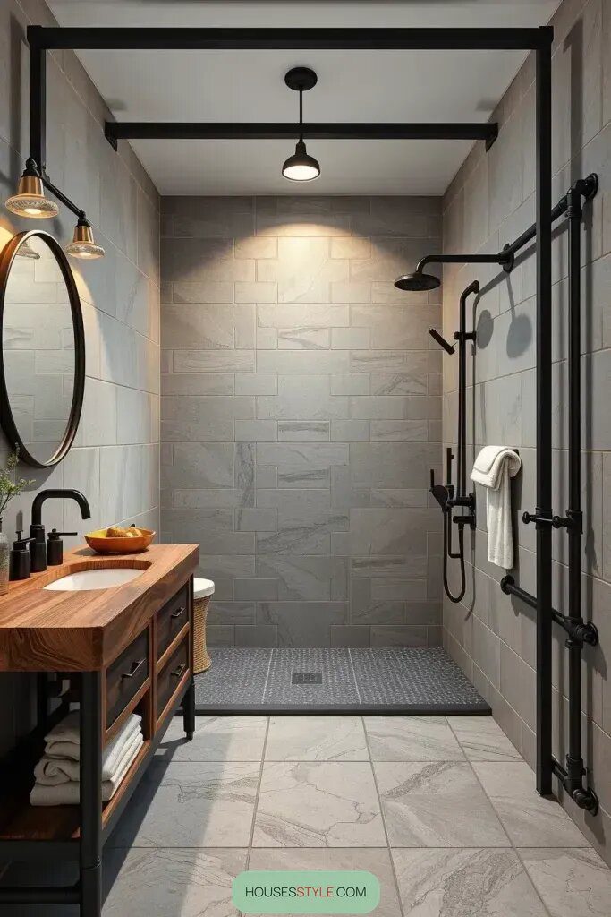 10. Industrial Chic Touches for a Modern Bathroom