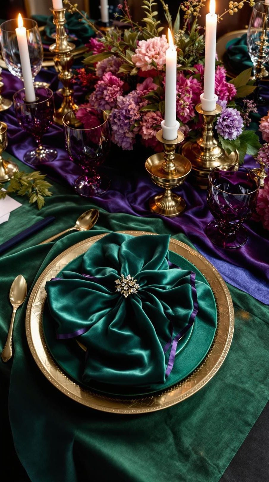 12. Jewel Toned Regal Winter Table