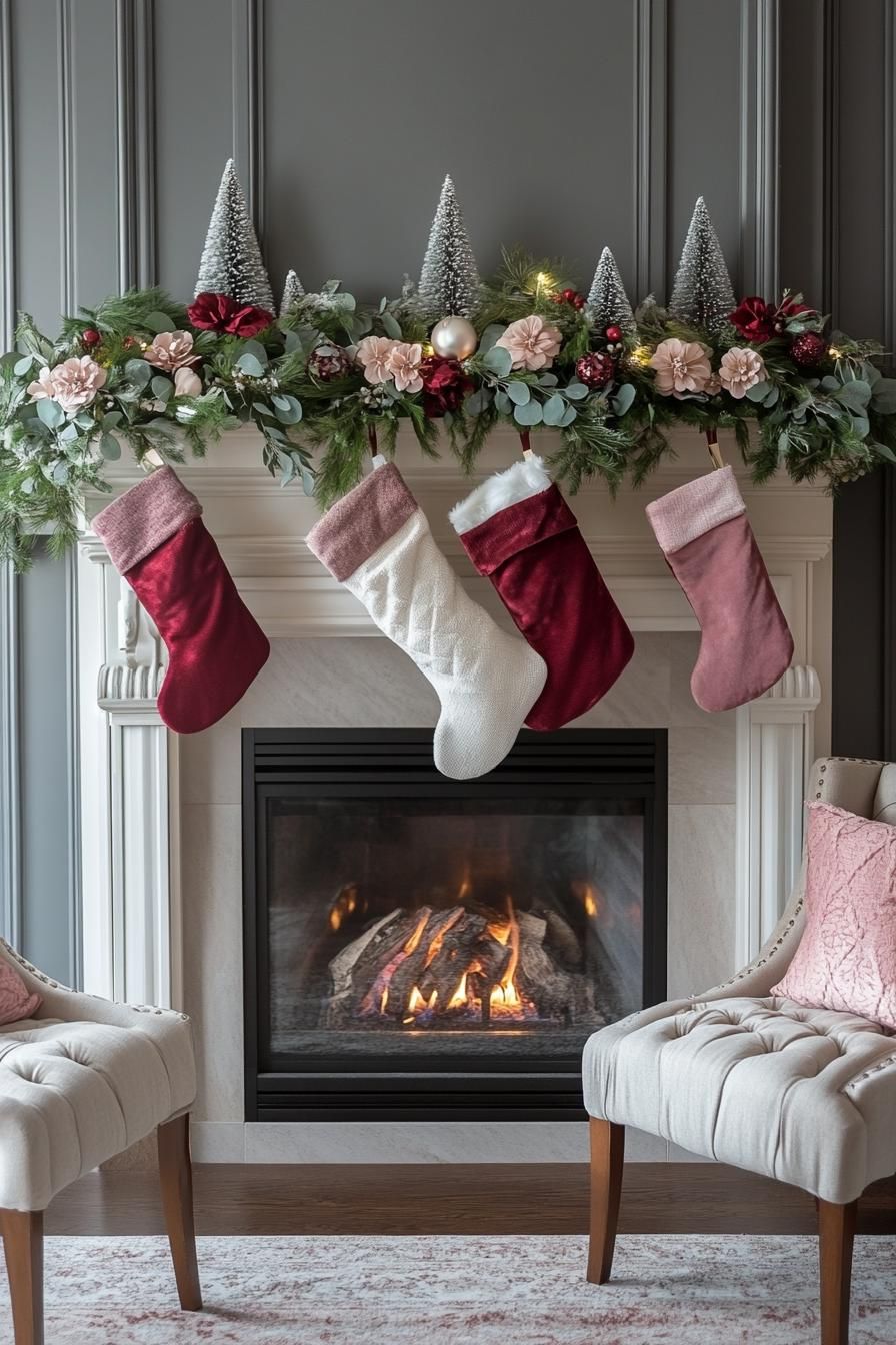 9. Greenery Accents for a Festive Mantle