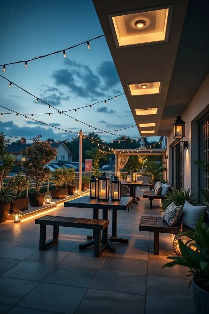 Layered Lighting: Recessed, Lantern, and Strip Styles