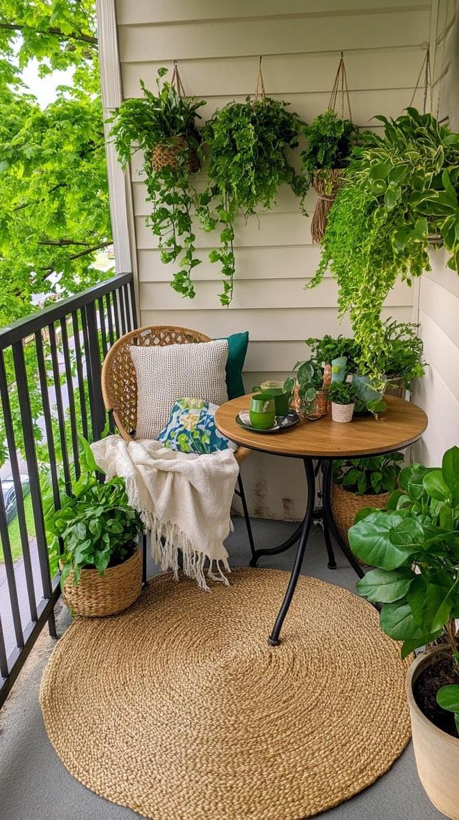 15. Small Apartment Patio Filled with Plants