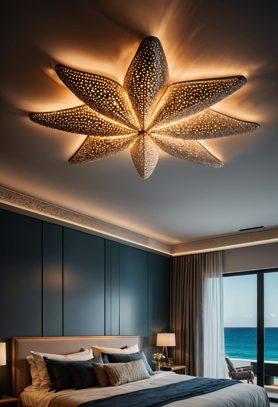 2. Starfish Ceiling Light for a Beach Vibe