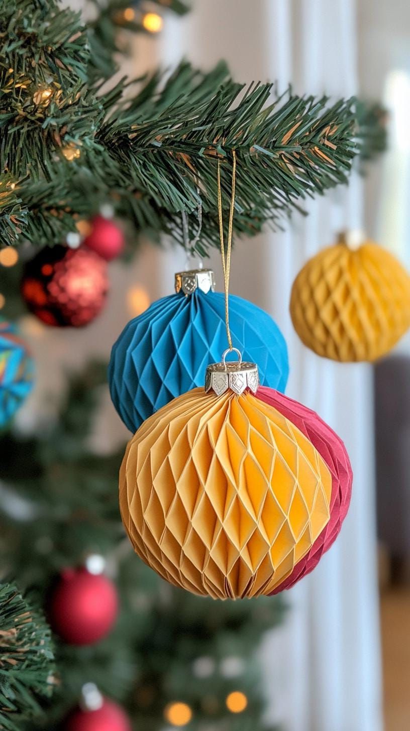 2. Jewel-toned geometric paper DIY ornaments - photo 3