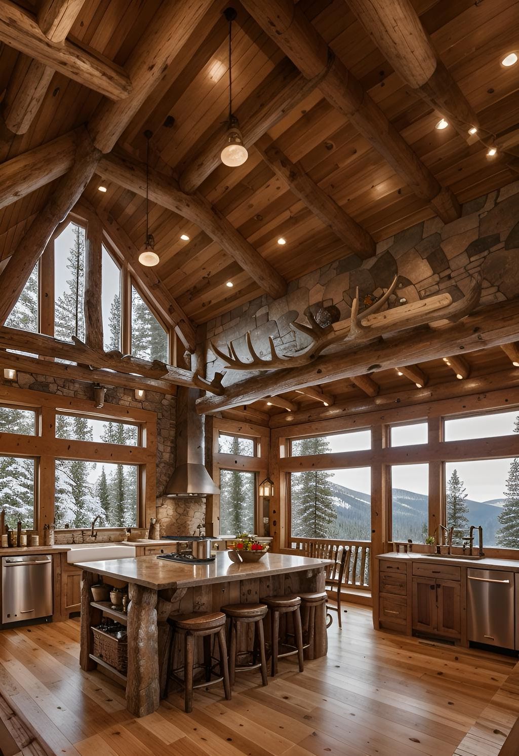 7. Mountain Lodge Rustic Kitchen