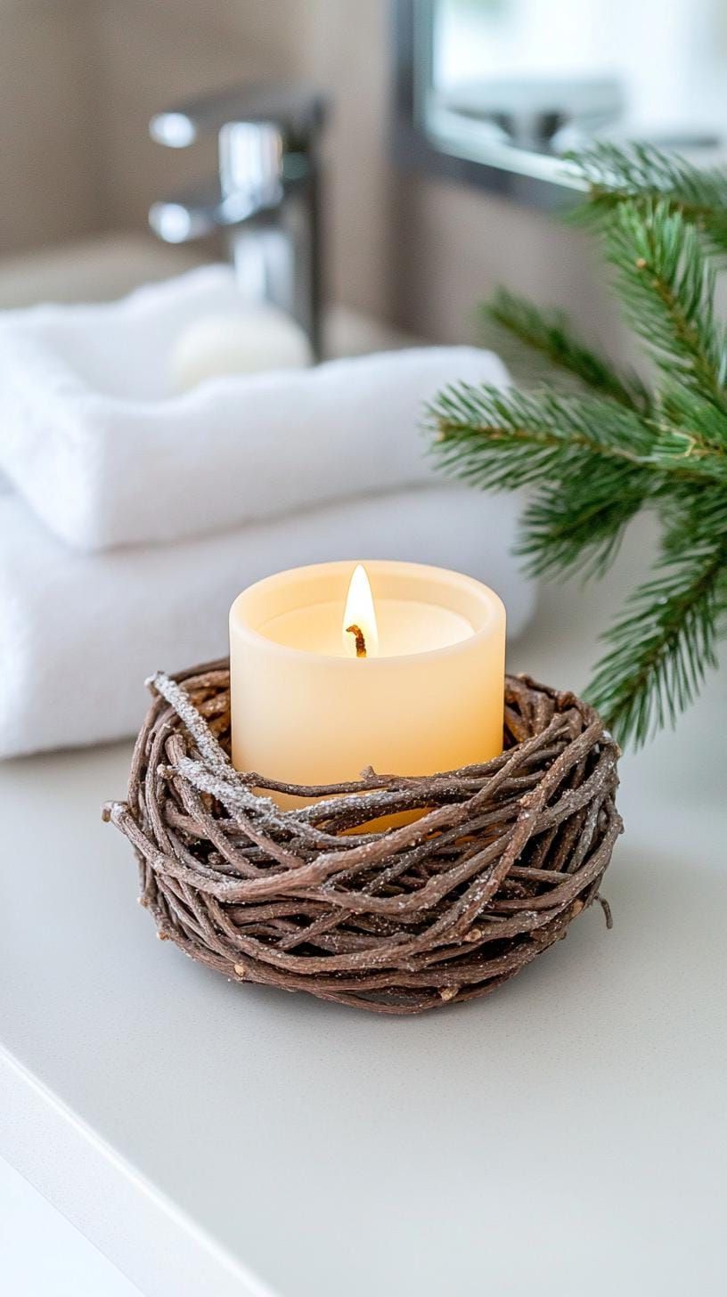19. Rustic Candle Holder with Wrapped Pine Twigs - photo 2