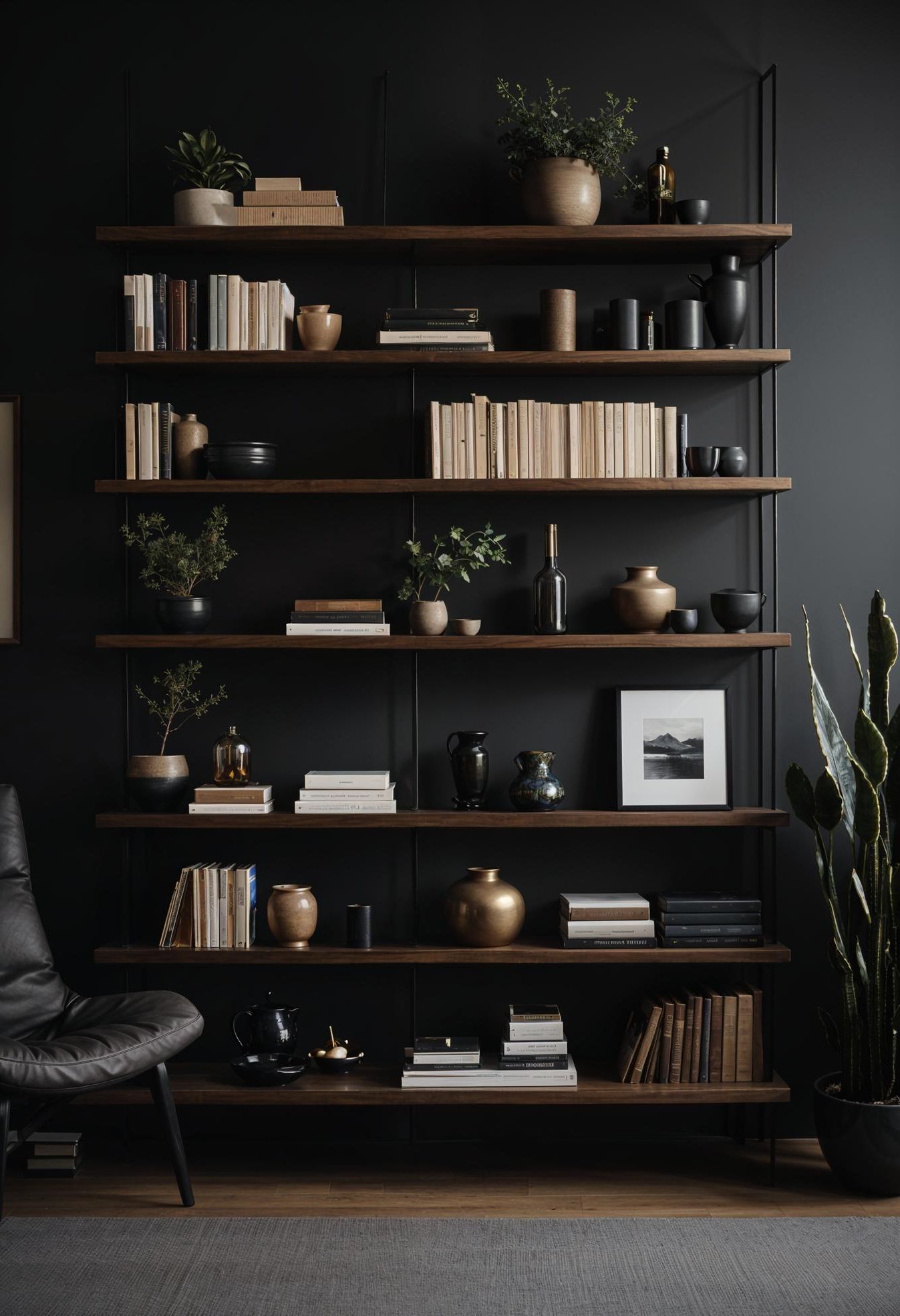 9. Sleek Dark Wood Shelving Ideas - photo 3