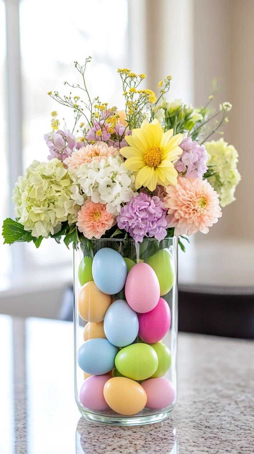 8. Mason Jar With Eggs And Tulips - photo 3