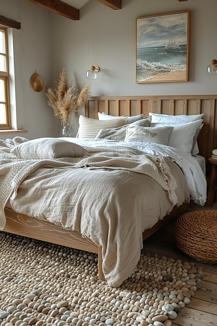 8. Pebble-Textured Coastal Rugs