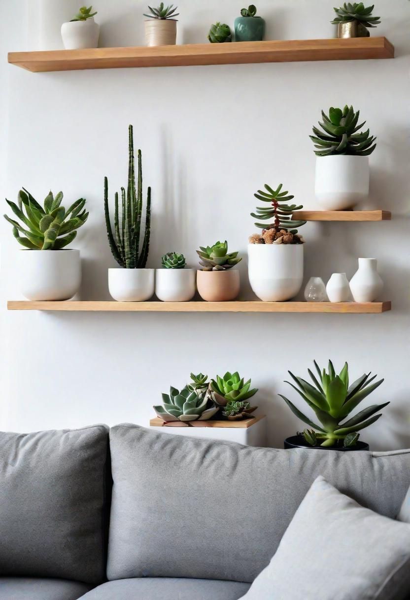 1. Succulent Floating Shelf Decor