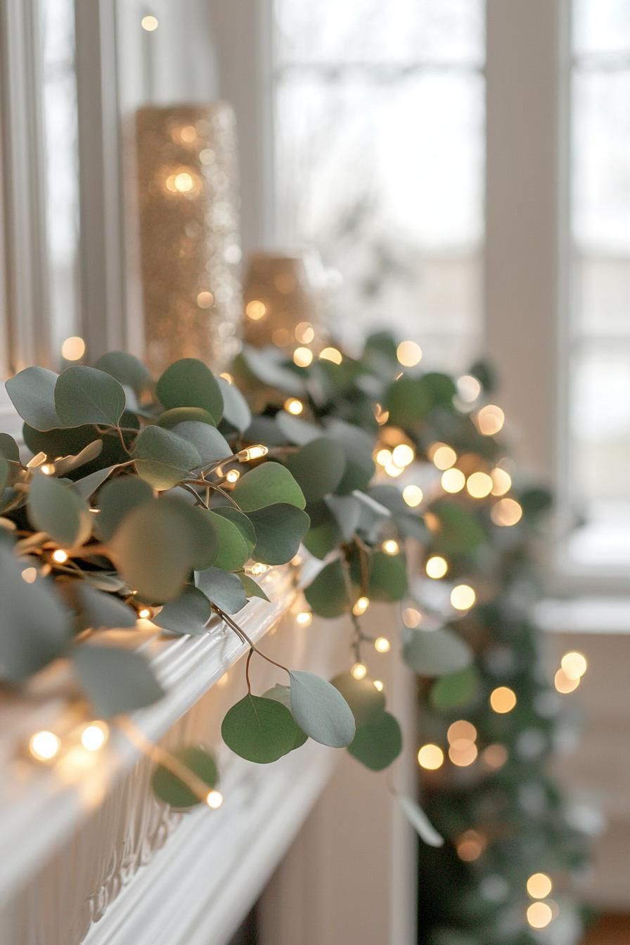 9. Eucalyptus Sprigs with String Lights