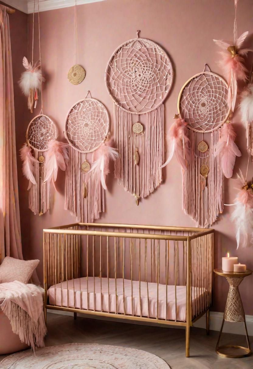 2. Pink and Gold Dream Catcher Decor
