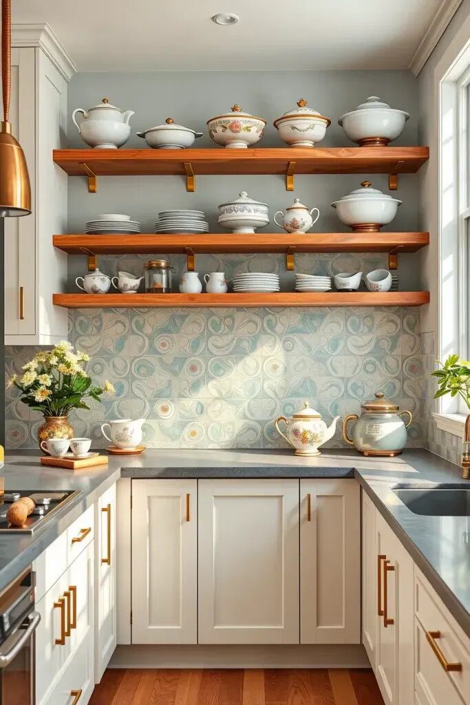 Displaying Vintage Dinnerware on Open Shelves - photo 2