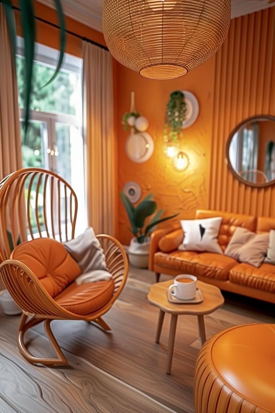 8. Wicker and Leather Seating Combination