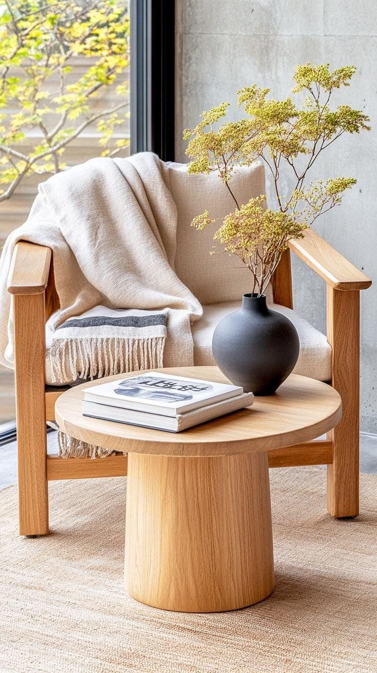 2. Wabi-Sabi Room with Vintage Wood and Linen Throws - photo 2