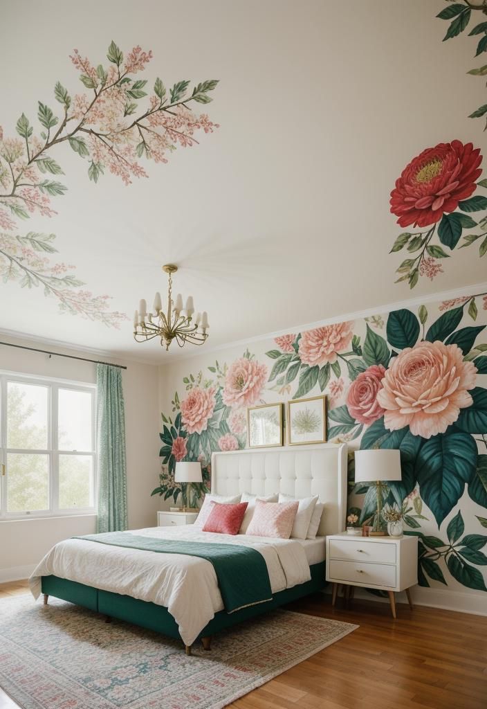5. Nature-Inspired Floral Wall Mural - photo 2