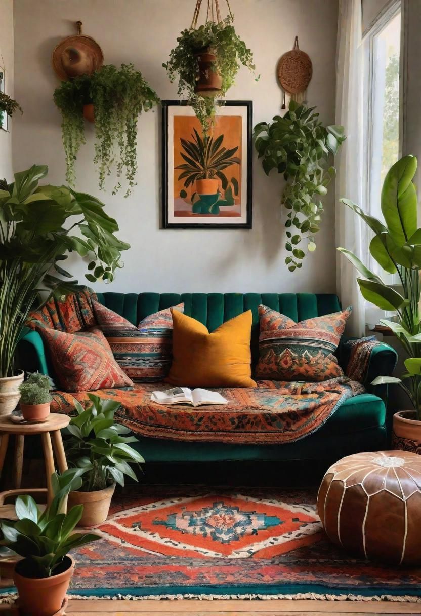 3. Boho Plant-Filled Living Nook