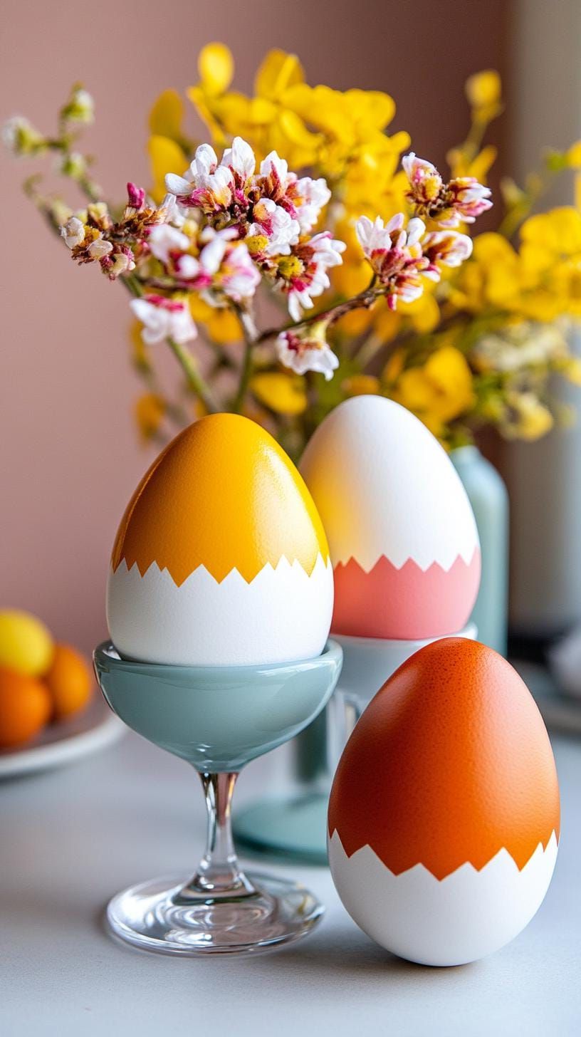 13. Modern Half-Dipped Color Block Eggs
