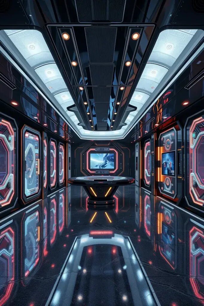 Holographic Tech Corridors With a Futuristic Twist