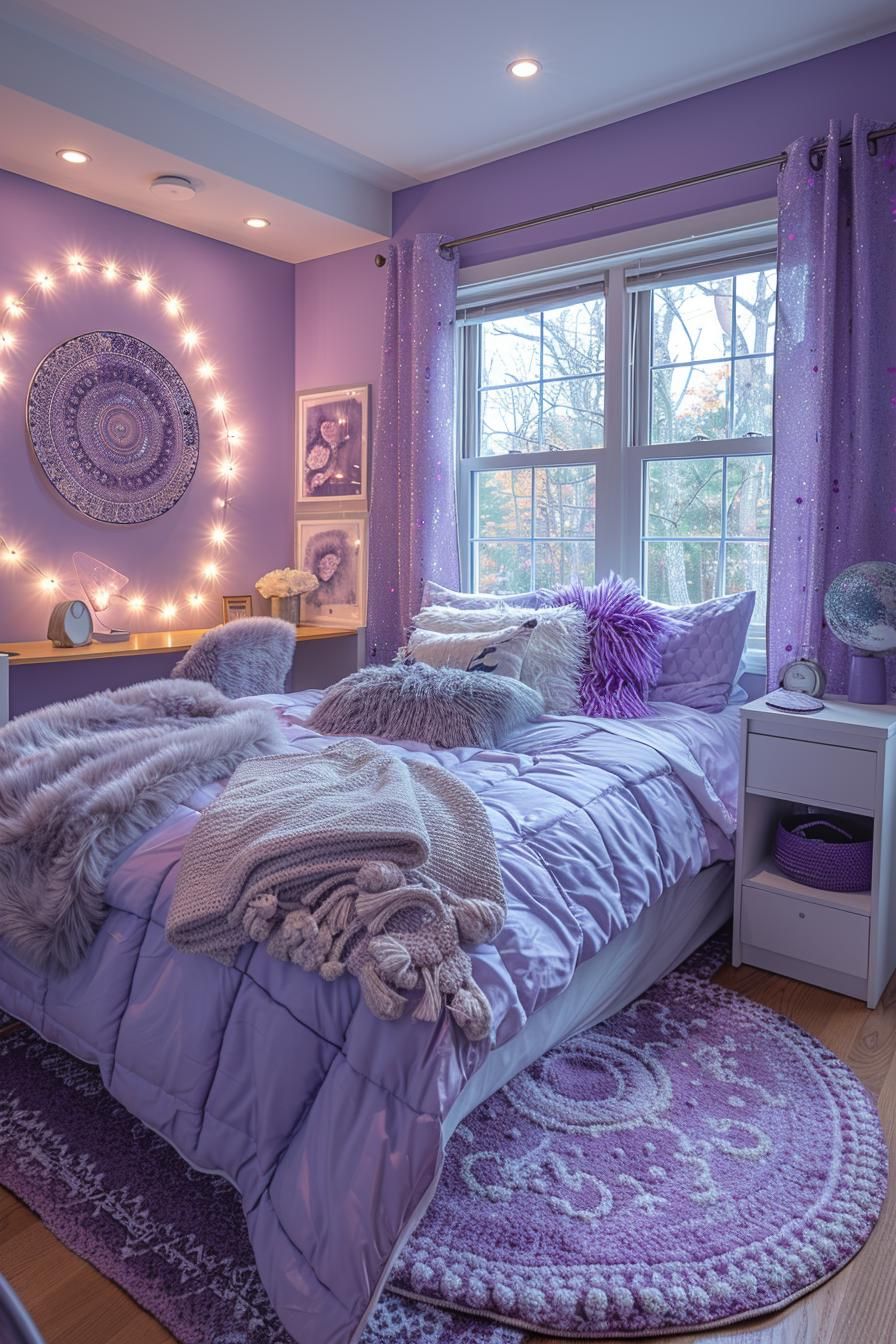 11. Luxe Lavender Dorm Decor