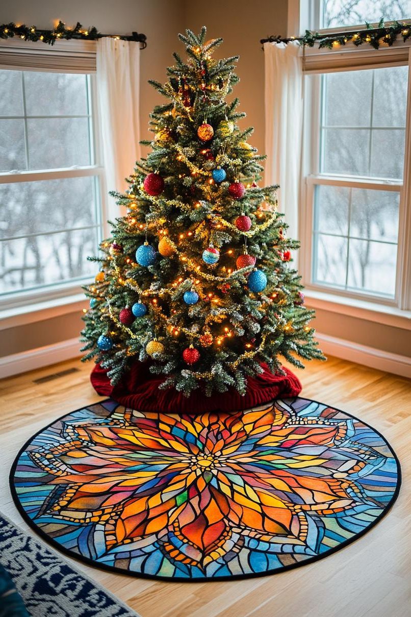 4. Hand-Painted Mandala Tree Skirt