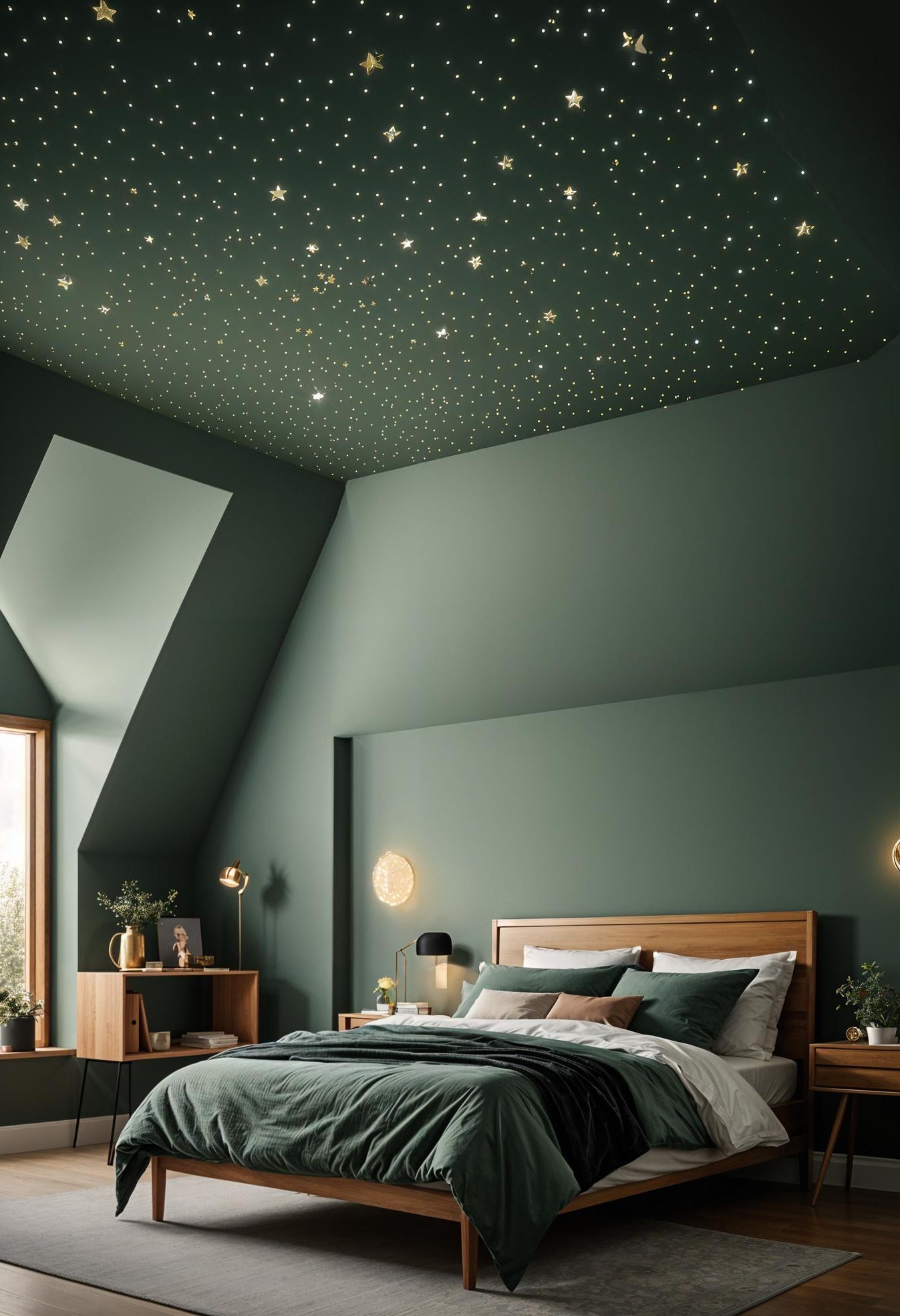 21. Starry Sage Green Ceiling Design