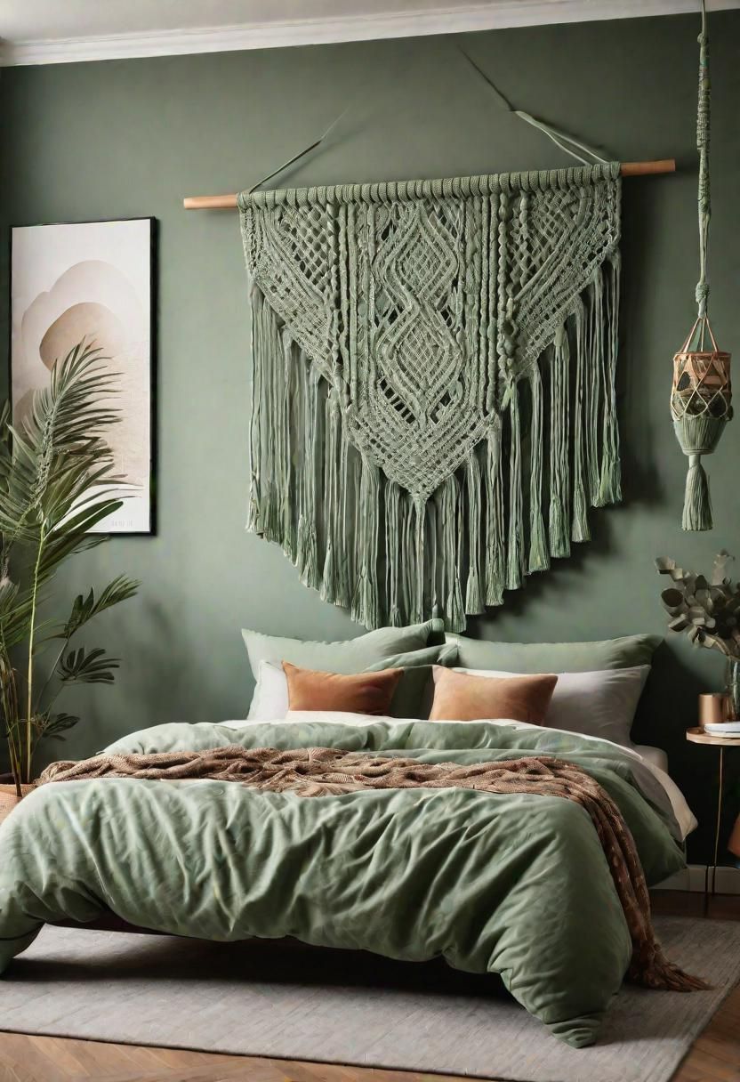 29. Sage Green Macramé Wall Hanging