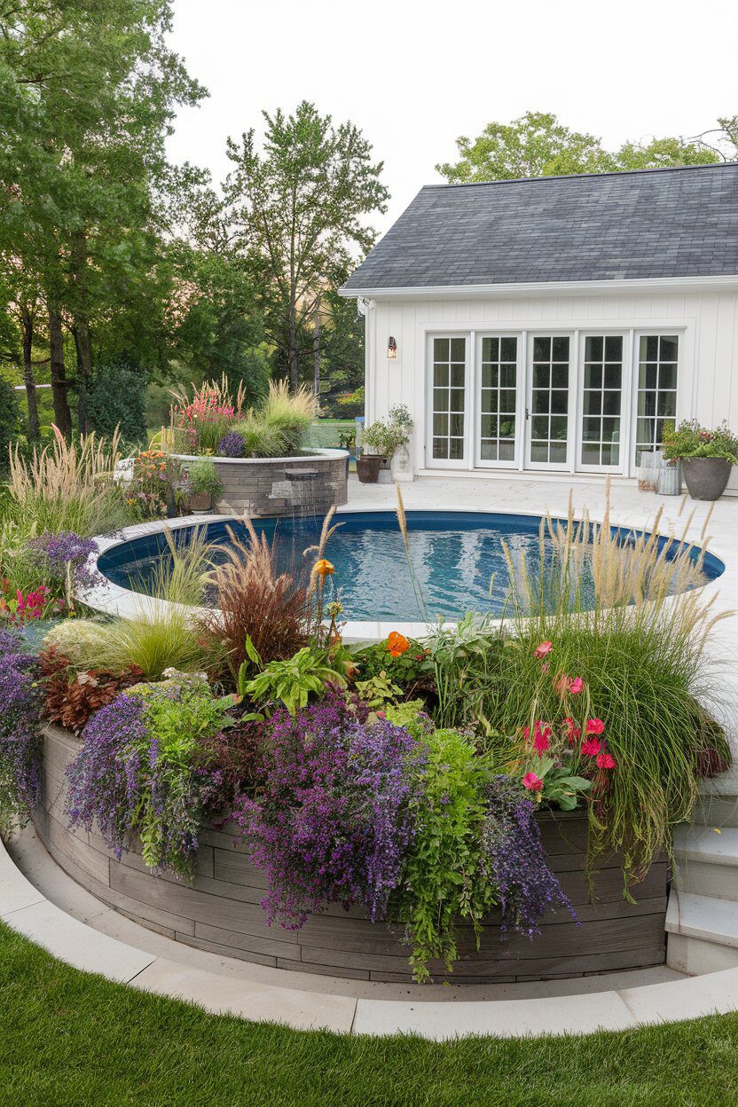 17. Ring a Round Pool with a Plant Wall