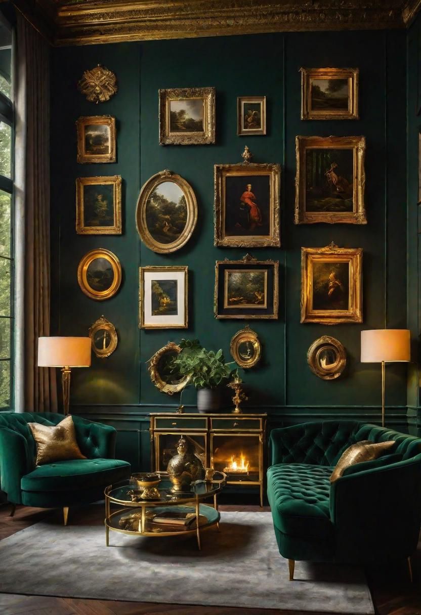 1. Forest Green Walls with Gold Touches