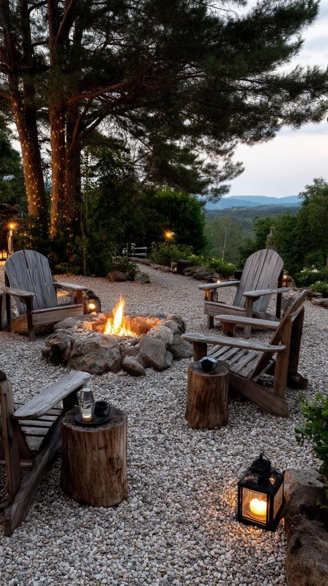10. Gravel Fire Pit Patio with Wooden Chairs - photo 2
