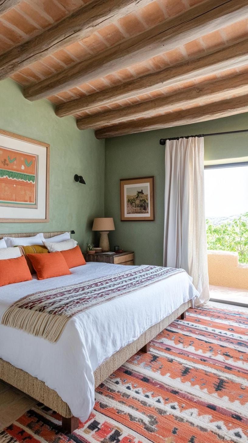 11. Mediterranean Olive Green and Terracotta Bedroom - photo 3